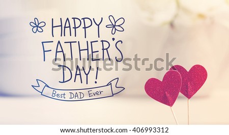 Fathers Day message with small red hearts with white dishes