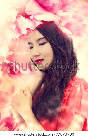 Beautiful Girl in Elegant Flowers