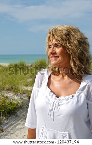 Outdoor Portrait of an Attractive Middle Aged Woman