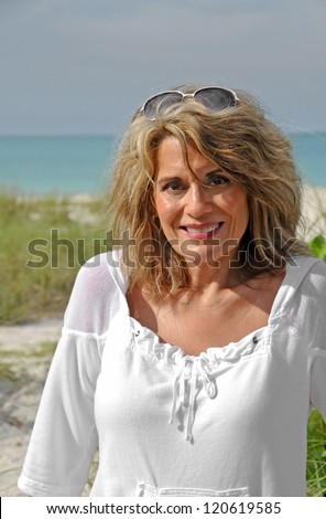 Outdoor Portrait of an Attractive Middle Aged Woman