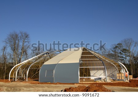 Commercial Building constructed with steel framing and a membrane shell