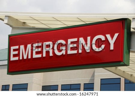 Emergency Sign over a Hospital Emergency Room Entrance