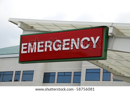 Emergency Sign over a Hospital Emergency Room Entrance