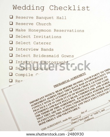 stock photo Wedding Checklist Premarital Agreement