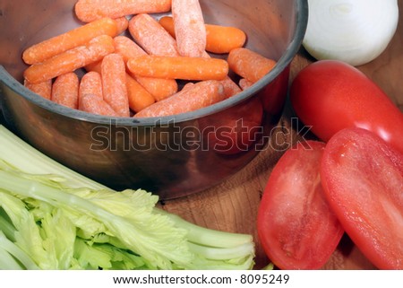 Raw Vegetables and Copper Pot