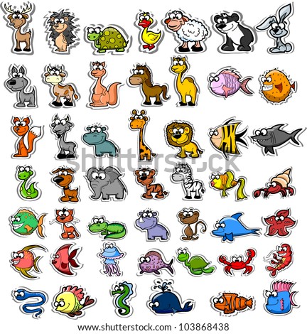 Set of cartoon vector animals