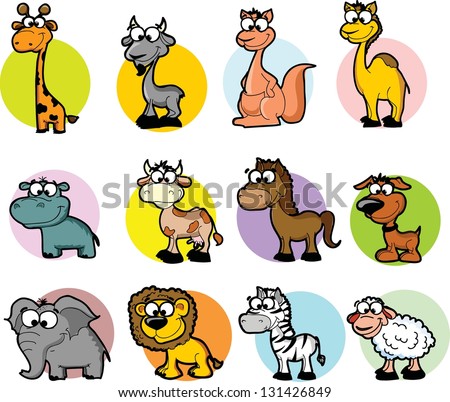 Set of cartoon animals vector Set of cartoon animals vector