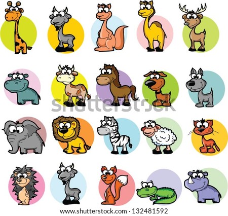 Set of cartoon animals vector Set of cartoon animals vector