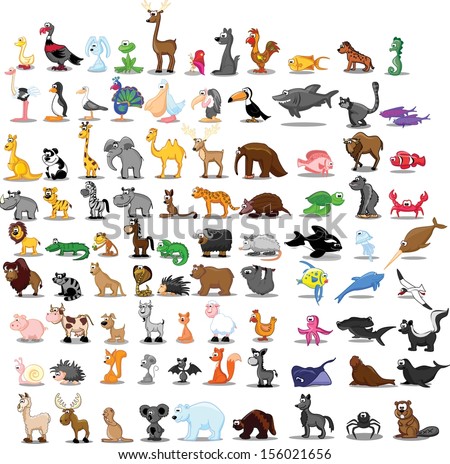Super Set Of 90 Cute Cartoon Animals