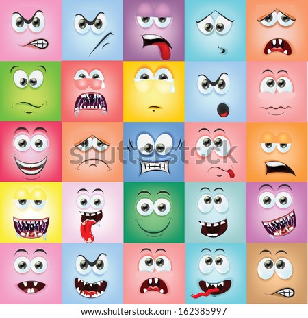 Cartoon Faces With Emotions
