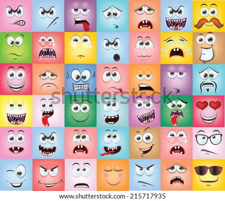 Cartoon faces with emotions Cartoon faces with emotions