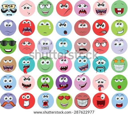 Set of cartoon faces with different emotions