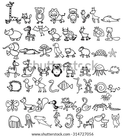 Children\'s drawings of doodle animals