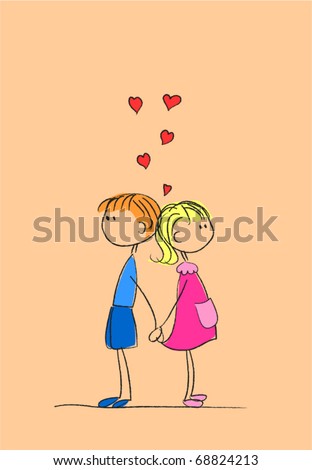 Boy And Girl Holding Hands Cartoon. and oy holding hands.