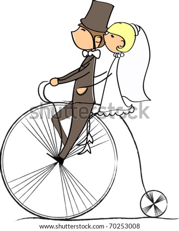 Bicycle Vector Free on Stock Vector   Wedding Picture  Bride And Groom Ride Bikes  Vector