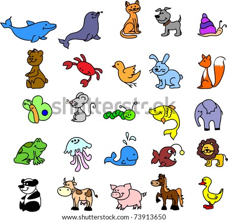 a set of icons animals, birds, fish