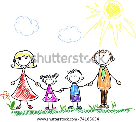 stock vector : happy family holding hands and smiling stock vector : happy family holding hands and smiling