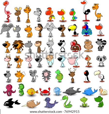 Vector set of different cute animals Vector set of different cute animals