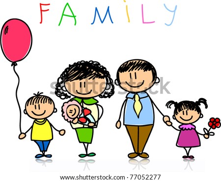 Happy Family Holding Hands Stock Vector Illustration 77052277 