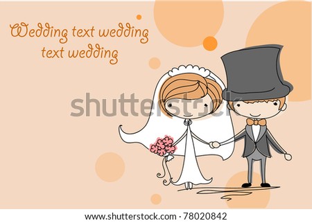 stock vector Wedding cartoon bride and groom