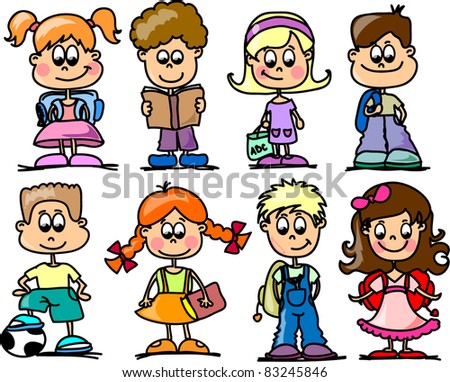 children sitting cartoon