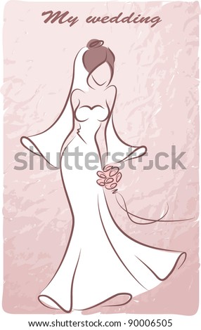stock vector Silhouette of a bride in a wedding dress background 