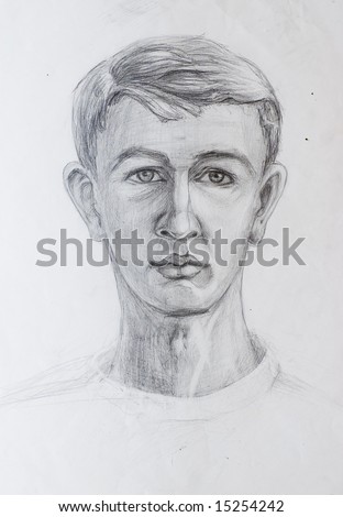 stock photo Pencil drawings of guy