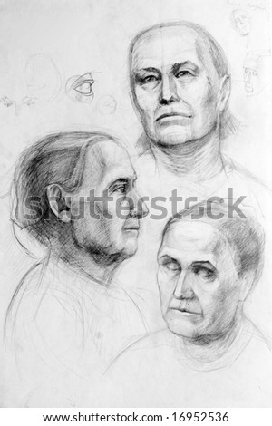 stock photo Pencil drawings of grandmother