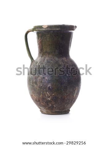 Clay pot of manual work on the white background