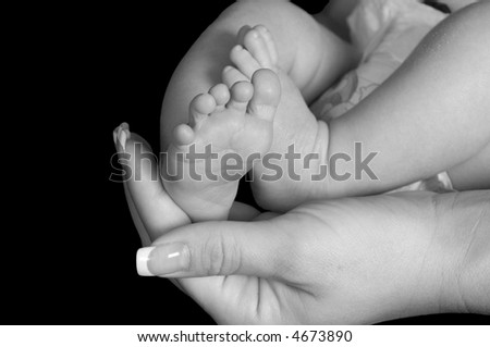 black and white photography baby. stock photo : Mother#39;s Hand
