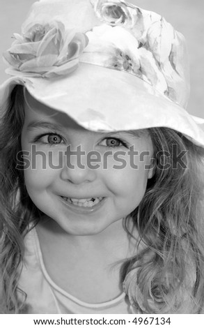 Little Girl in Floral Floppy Hat