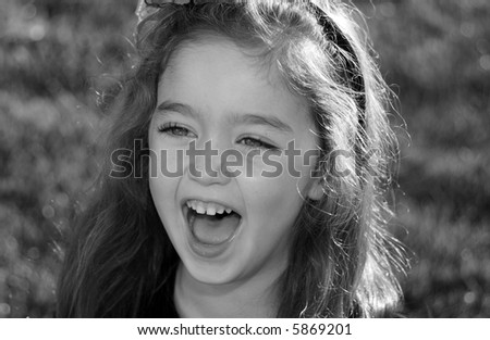 Little Girl Laughing Black and White