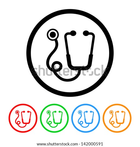 Stethoscope Health & Medical Icon in Vector Format with Four Color Variations