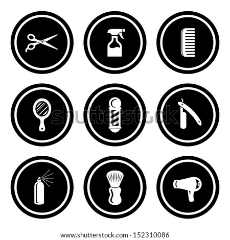 Salon & Barber Shop Circle Icon Set Salon & Barber Shop Circle Icon Set