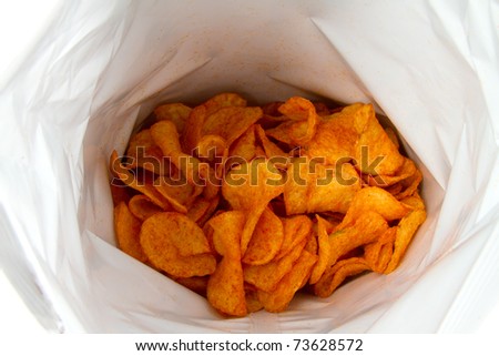 Looking Into a Bag of Barbeque Potato Chips