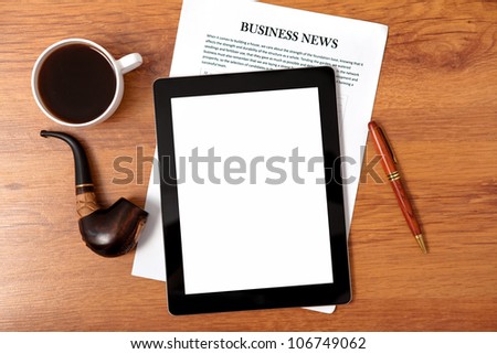 tablet touch computer gadget on the table of businessman ceo tablet touch computer gadget on the table of businessman ceo