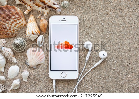 Simferopol, Russia - August 26, 2014: SoundCloud online-platform and site to distribute digitized audio information and having the functions of a social network.