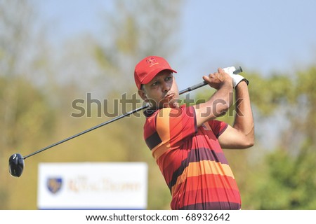 HUA HIN, THAILAND - JANUARY 9: Jeev Milkha Singh in action in the Royal Trophy Tournament, Asia vs. Europe, at Black Mountain in Hua Hin, Thailand on January 9, 2011.