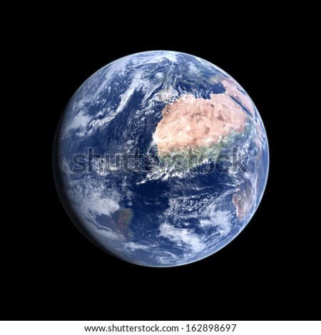 A photo-realistic rendering of our Home-planet Earth on a clean black background A photo-realistic rendering of our Home-planet Earth on a clean black background
