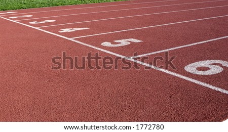 The starting line of a track field