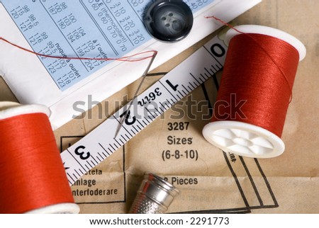 Supplies are laid out on a table for a sewing project