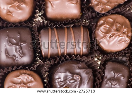 A close up of a box of chocolate candies...so sinful but soooo good