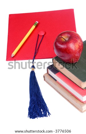 Going to school is your future. Education, learning, teaching. A graduation cap with an apple.