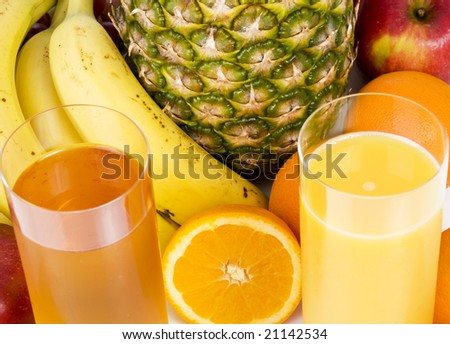 Fresh mixed fruit juice ready to drink