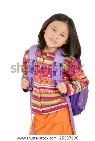 stock photo a young asian school girl ready for school