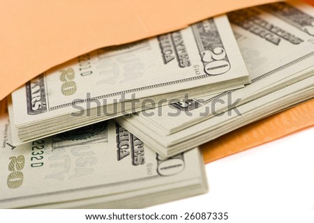 A manila envelope filled with money. Somebody\'s getting paid