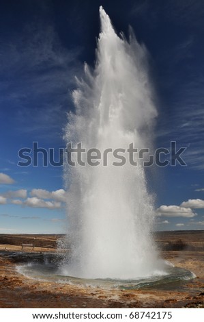 Famous geyser Strokkur erupted, south Iceland