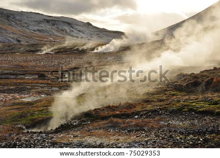 Valley of small geysers, Hveragerdi, Iceland