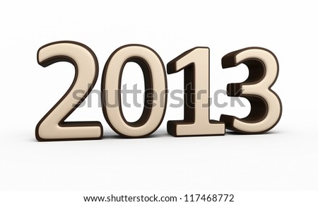 New Year 2013 and chocolate render (isolated on white and clipping path)