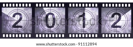 New Year 2012 and film strip render (isolated on white and clipping path)